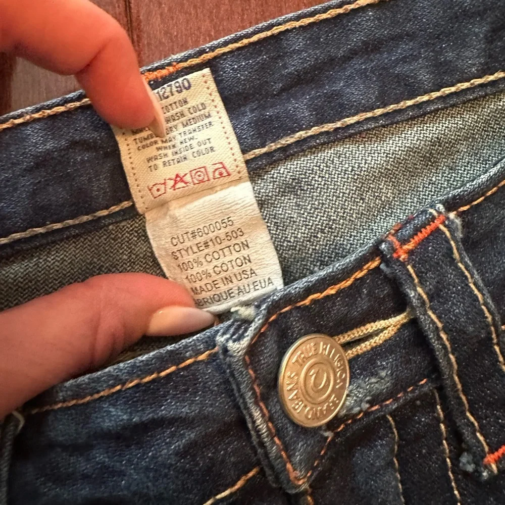 True Religion Womens Flare Jeans in Dark Blue Wash - Picture 7 of 12